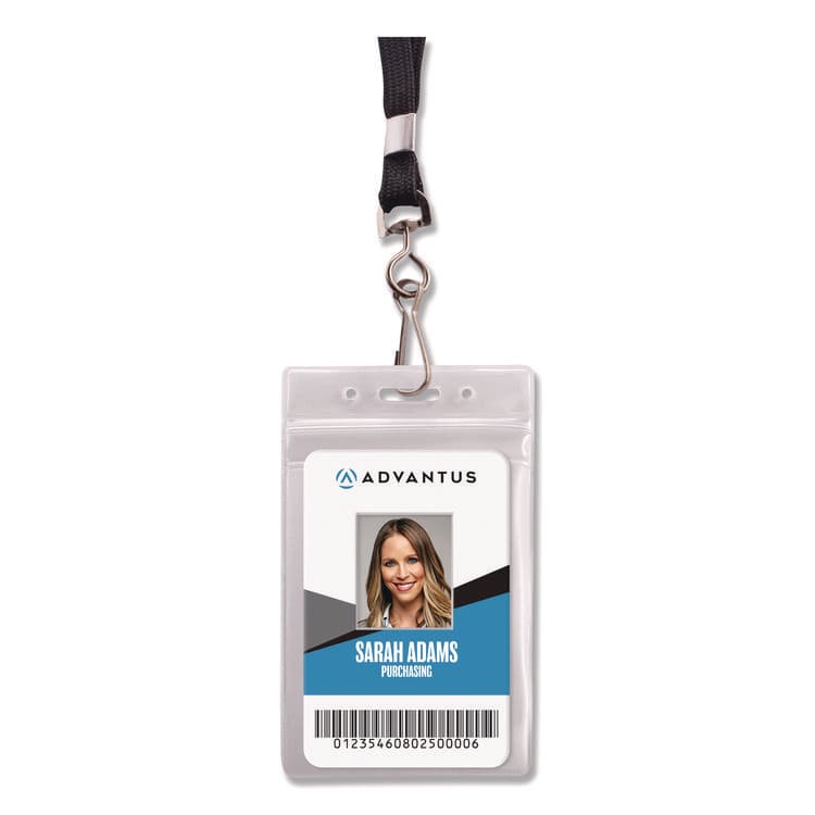 ADVANTUS CORPORATION ID Badge Holder, Clear, Vertical Orientation, 2.38 x 3.5 Insert, 50/Pack (AVT75684) thumbnail 4