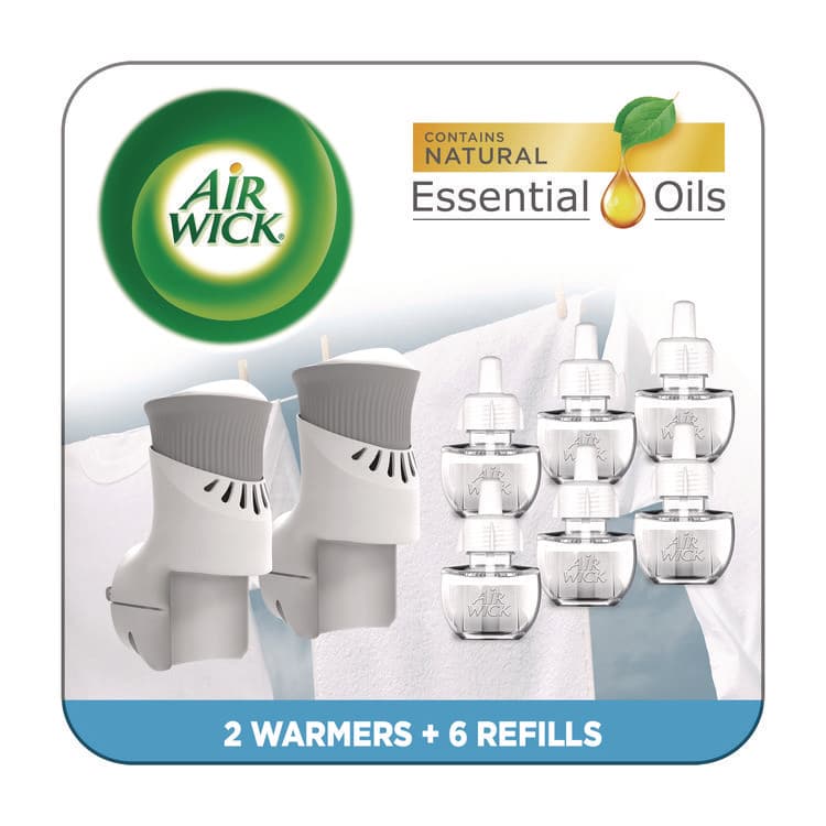 RECKITT BENCKISER Plug-in Scented Oil Starter Kit, Fresh Linen, 0.67 oz, 8/Pack (RAC01914CT)