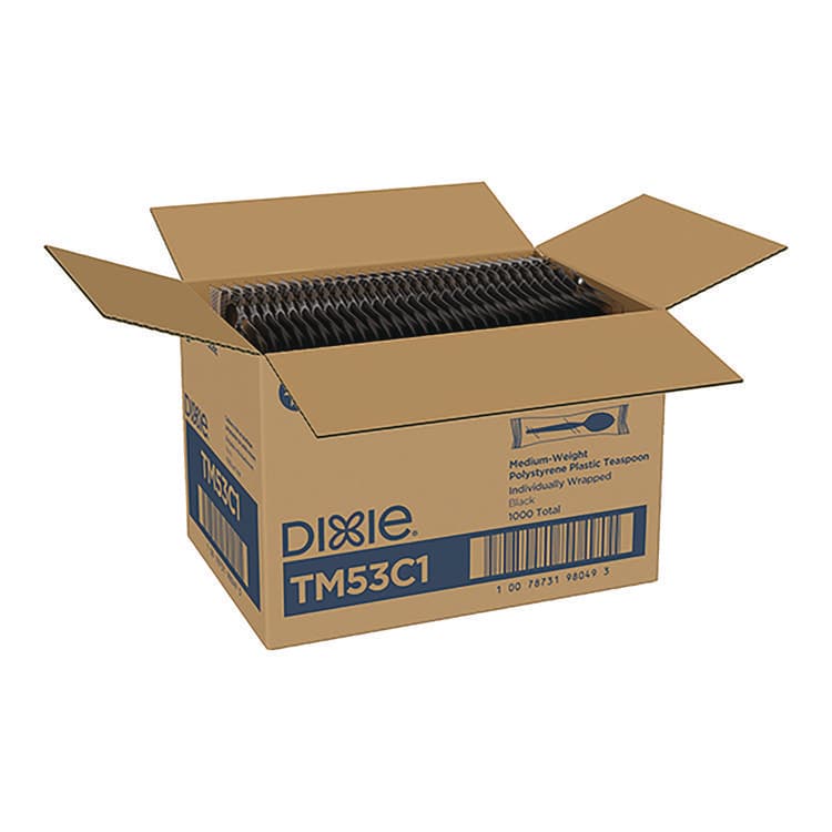 DIXIE FOOD SERVICE Mediumweight Polystyrene Wrapped Cutlery, Spoon, Plastic, Black, 1,000/Carton (DXETM53C1) thumbnail 4