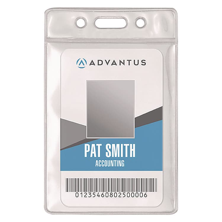 ADVANTUS CORPORATION ID Badge Holder, Clear, Vertical Orientation, 2.38 x 3.5 Insert, 50/Pack (AVT75684) thumbnail 2