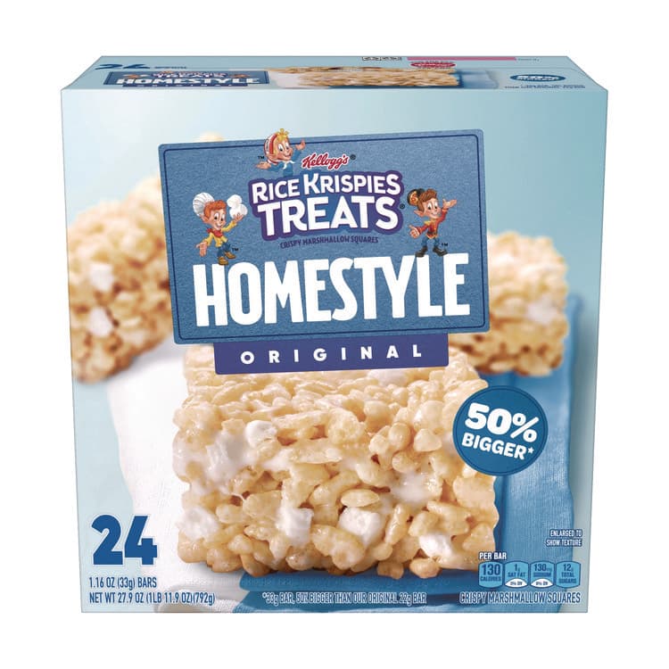 KELLOGG'S Rice Krispies Treats Homestyle Original Cereal Bar, 1.16 Bar, 24/Box (KEBKEE27140)