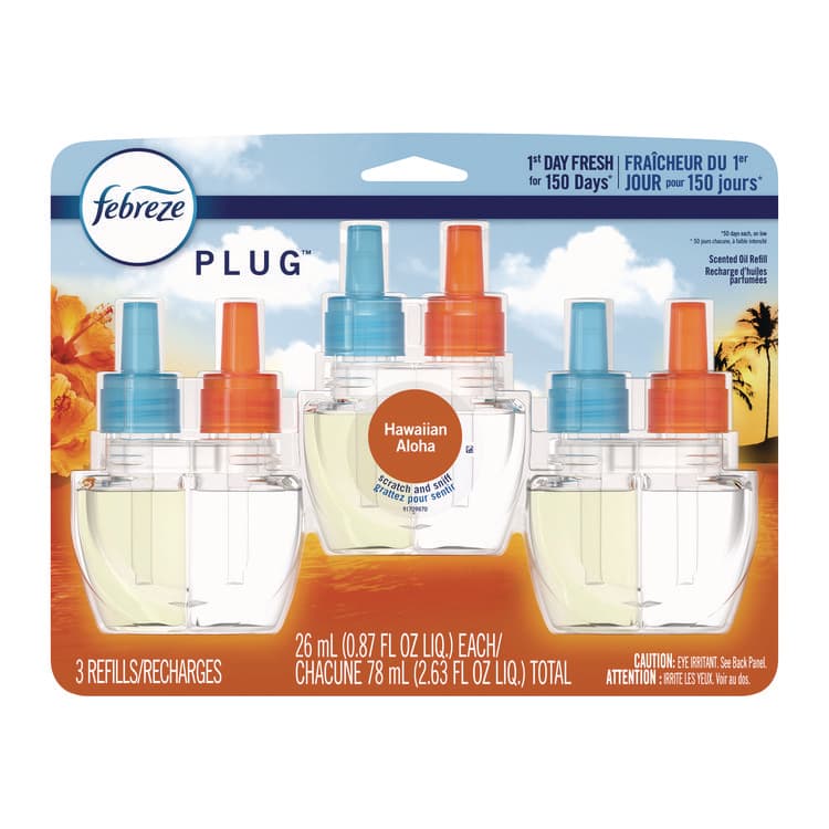 PROCTER & GAMBLE PLUG Air Freshener Refills, Hawaiian Aloha, 0.87 oz, 3/Pack (PGC54345)
