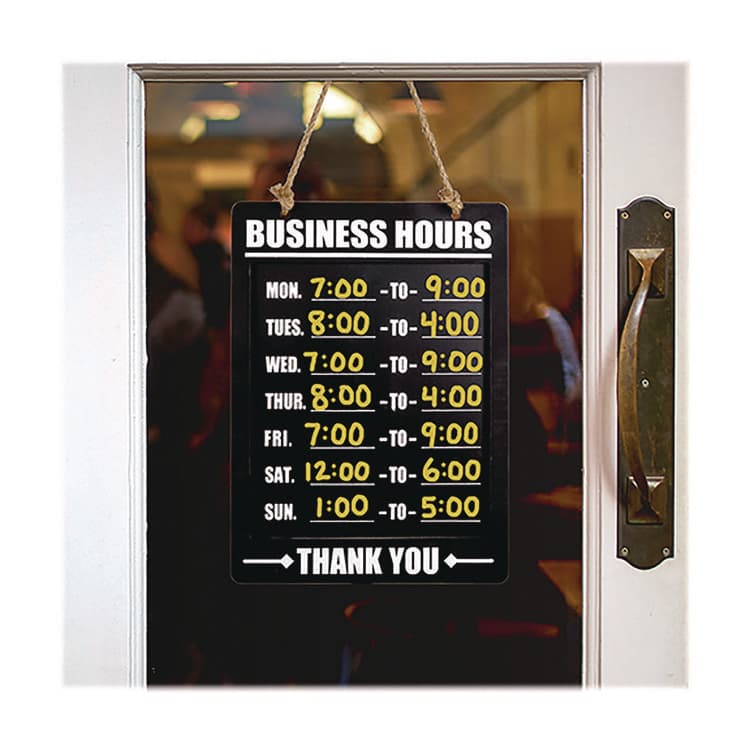 EXCELLO GLOBAL PRODUCTS Business Hours Indoor/Outdoor Hanging Chalkboard, 10 x 0.38 x 20.75, Black/White (EXOEGPHD0311AS) thumbnail 4