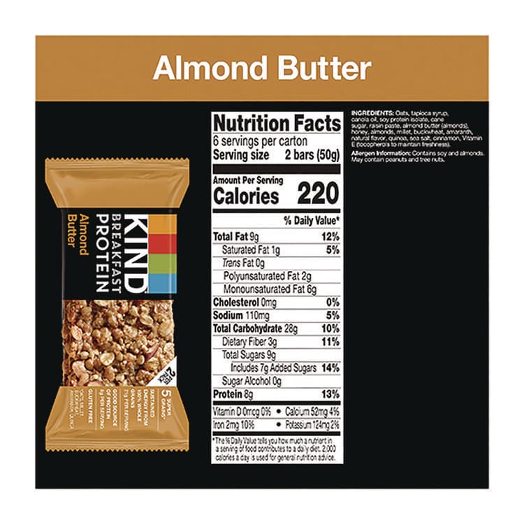 KIND LLC Breakfast Protein Bars, Almond Butter, 1.76 oz Two-Bar Packs, 6/Box (KNDPHW41935) thumbnail 3