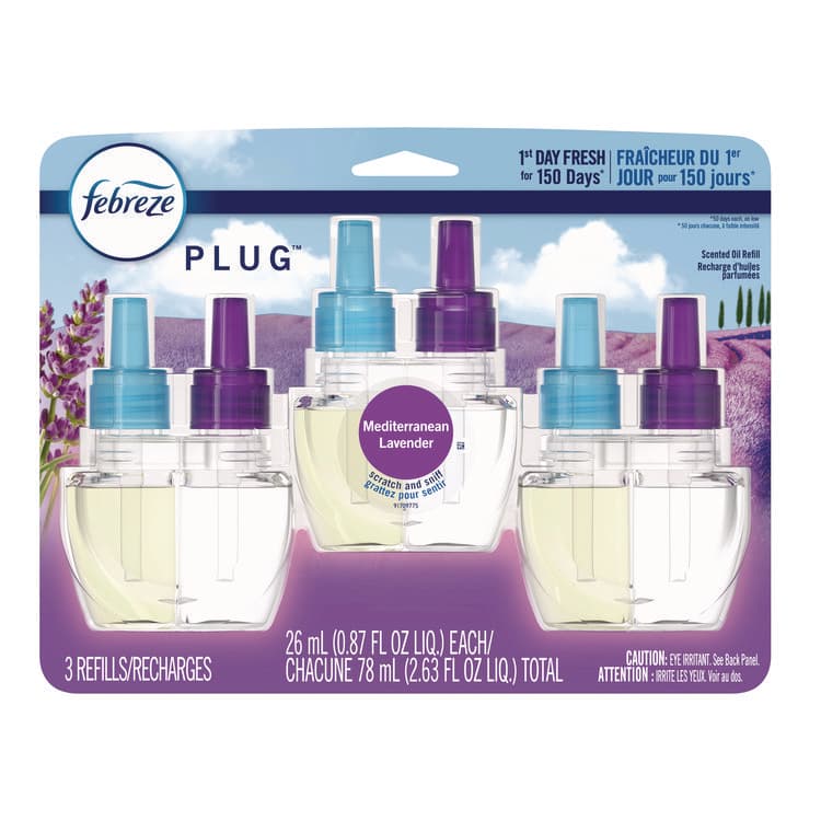 PROCTER & GAMBLE PLUG Air Freshener Refills, Mediterranean Lavender, 0.87 oz, 3/Pack (PGC54367)