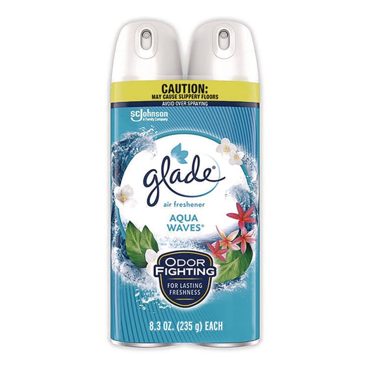 SC JOHNSON Air Freshener, Aqua Waves Scent, 8.3 oz Aerosol Spray, 2/Pack (SJN357471)