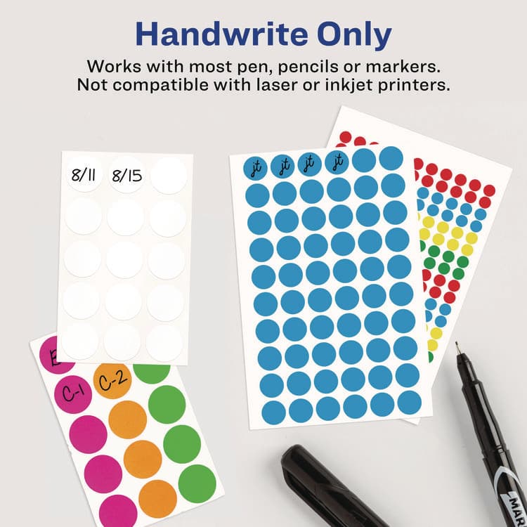 AVERY PRODUCTS CORPORATION Handwrite Only Self-Adhesive Removable Round Color-Coding Labels, 0.25" dia, Assorted, 192/Sheet, 4 Sheets/Pack, (5795) (AVE05795) thumbnail 4
