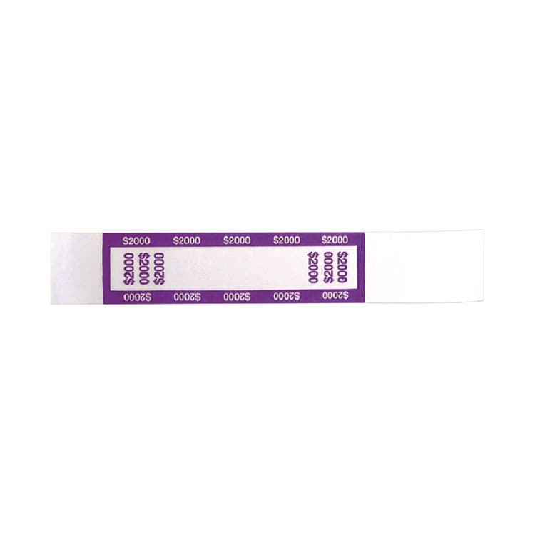 CONTROLTEK Currency Straps, Self-Adhesive, Twenties, $2,000 Strap, Violet/White, 1,000/Pack (CNK560021)
