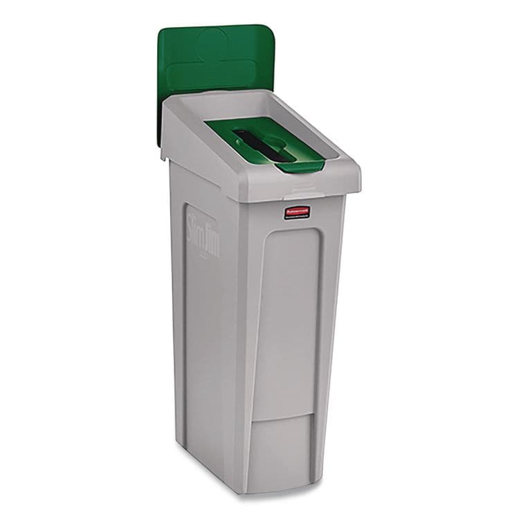 RUBBERMAID COMMERCIAL PROD. Slim Jim Recycling Station Kit, 1-Stream Paper, 23 gal, Plastic, Green/Gray (RCP2185054) thumbnail 2