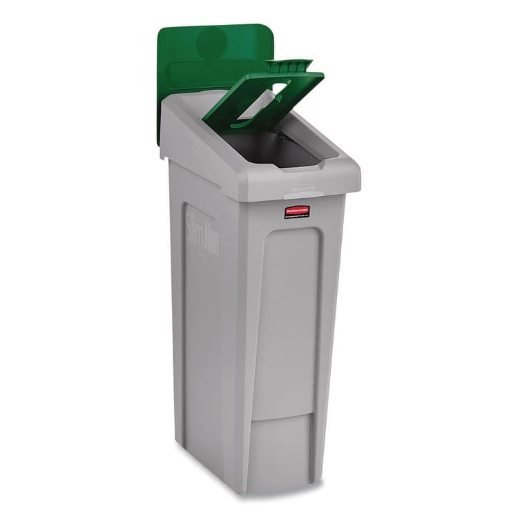 RUBBERMAID COMMERCIAL PROD. Slim Jim Recycling Station Kit, 1-Stream Paper, 23 gal, Plastic, Green/Gray (RCP2185054) thumbnail 3