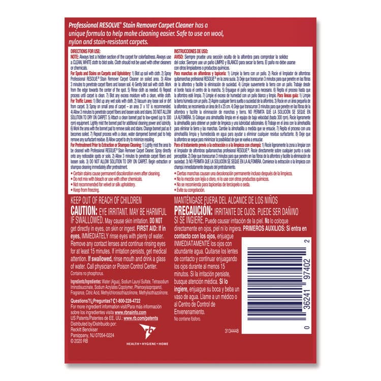 RECKITT BENCKISER Carpet Cleaner, 32 oz Spray Bottle, 12/Carton (RAC97402CT) thumbnail 4