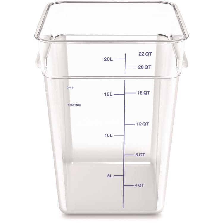CFS BRANDS Squares Polycarbonate Food Storage Container, 22 qt, 11 13 x 11.13 x 15.72, Clear, Plastic (CFS1195607) thumbnail 2
