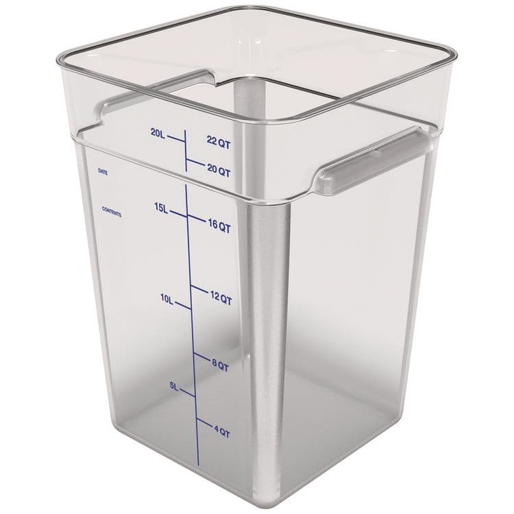 CFS BRANDS Squares Polycarbonate Food Storage Container, 22 qt, 11 13 x 11.13 x 15.72, Clear, Plastic (CFS1195607) thumbnail 3