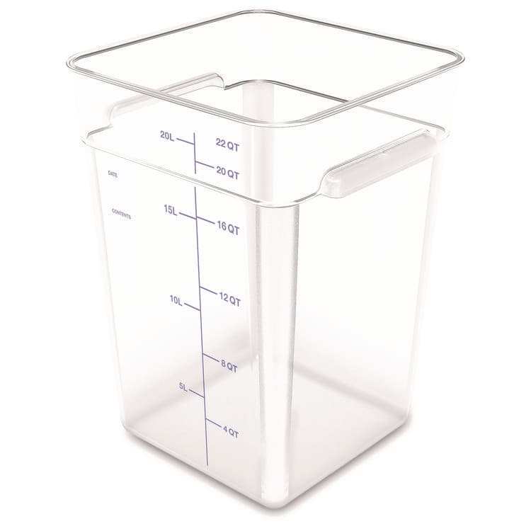 CFS BRANDS Squares Polycarbonate Food Storage Container, 22 qt, 11 13 x 11.13 x 15.72, Clear, Plastic (CFS1195607)