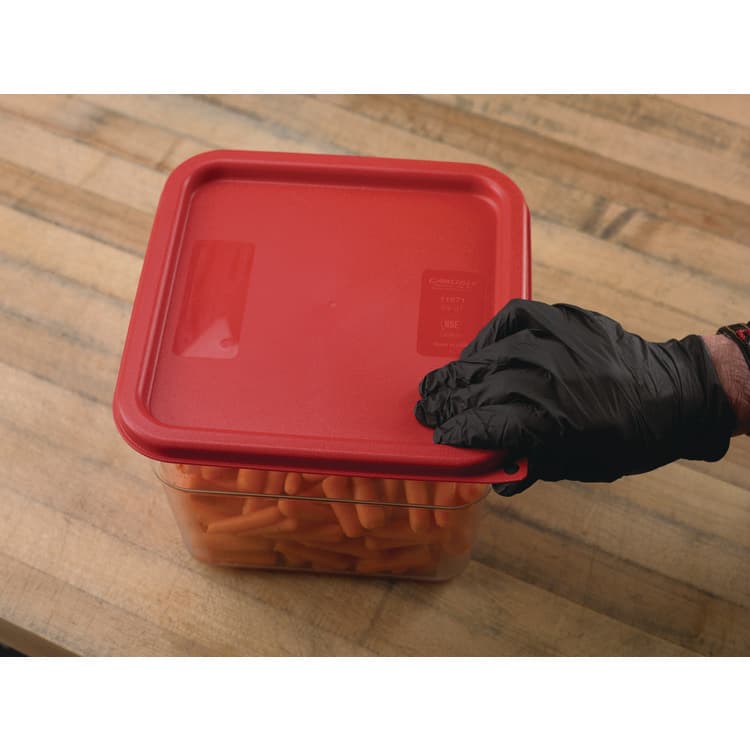 CFS BRANDS Squares Food Storage Container Lid, 9 x 9 x 0.63, Red, Plastic (CFS1197105) thumbnail 3