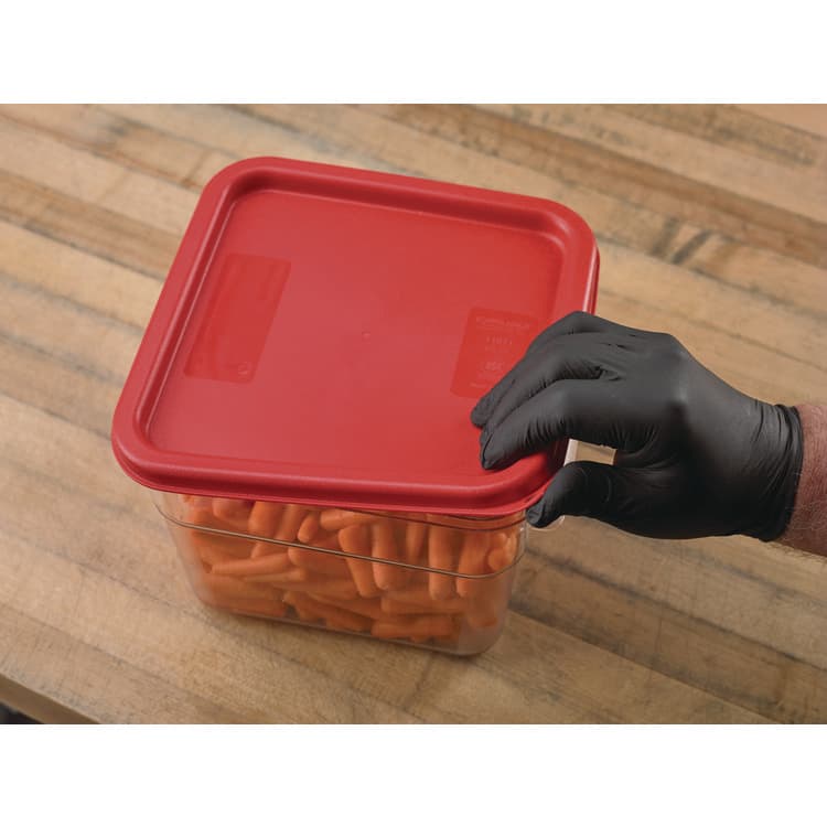 CFS BRANDS Squares Food Storage Container Lid, 9 x 9 x 0.63, Red, Plastic (CFS1197105) thumbnail 4