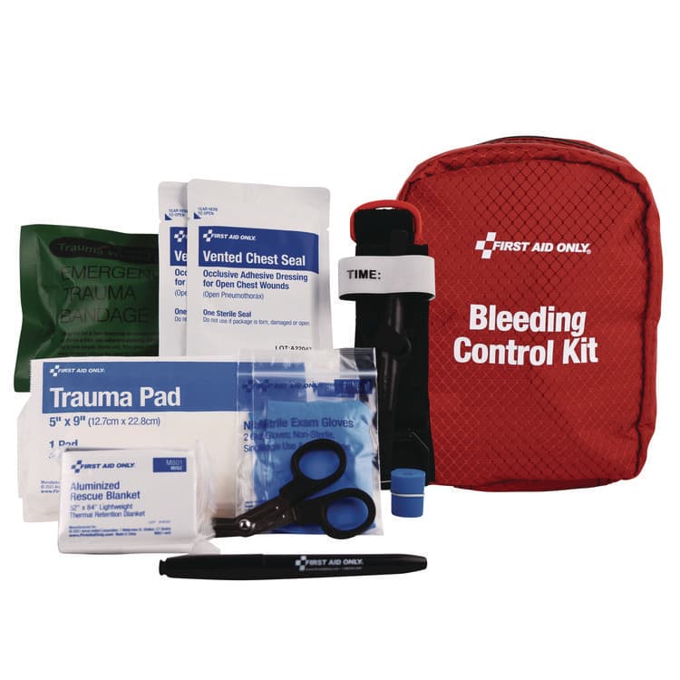 FIRST AID ONLY, . Right Response Bleeding Control Kit for Limb and Chest Wounds, 16 Pieces, Fabric Pouch (FAO91513)