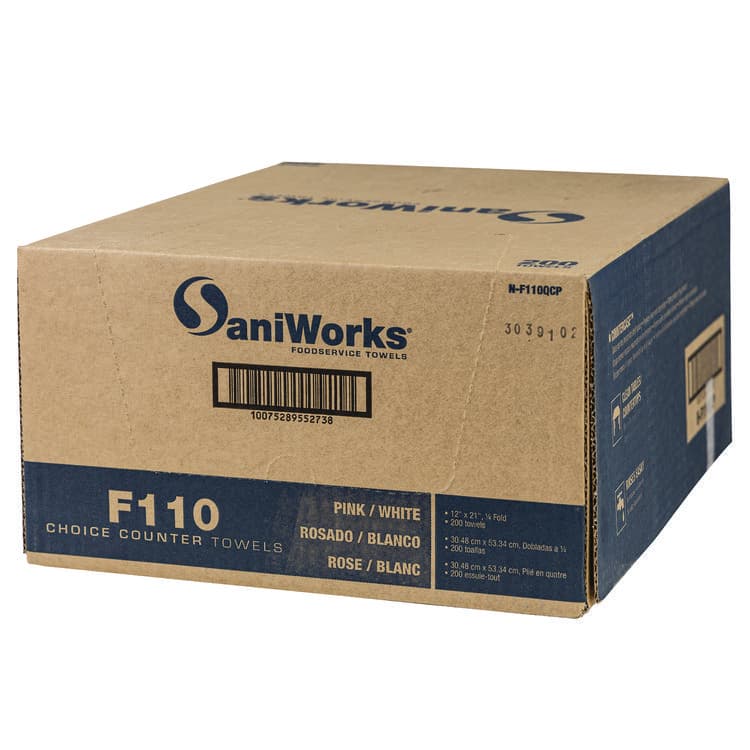 HOSPECO Choice Counter Foodservice Wiper, 1-Ply, 12 x 21, Pink/White, 200/Carton (HOSNF110QCP) thumbnail 3