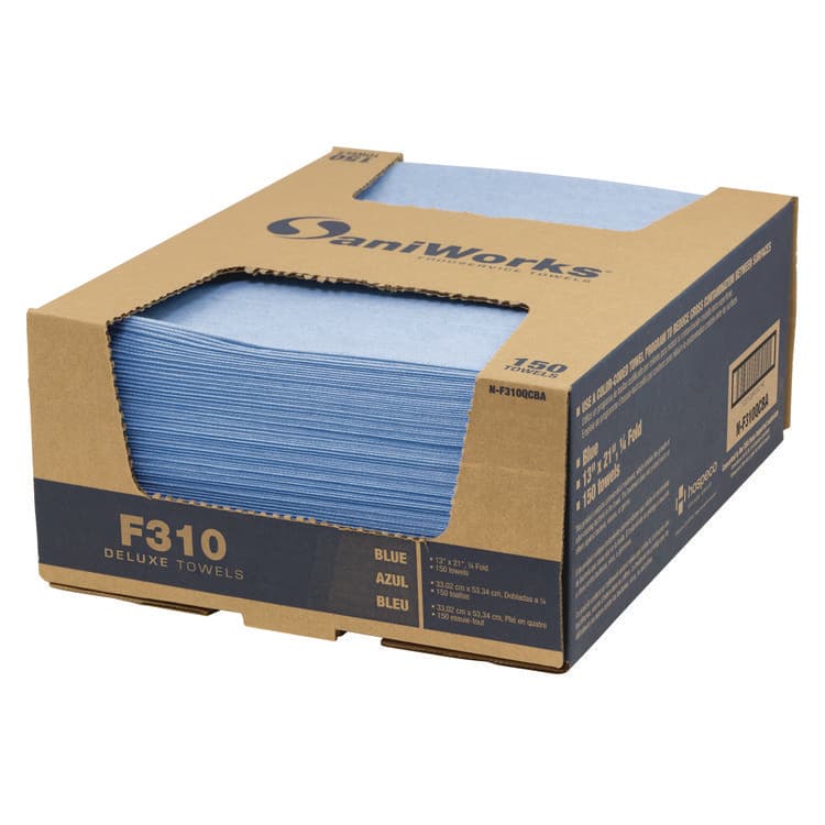 HOSPECO Deluxe Foodservice Wiper, 1-Ply, 13 x 21, Blue, 150/Carton (HOSNF310QCBA)