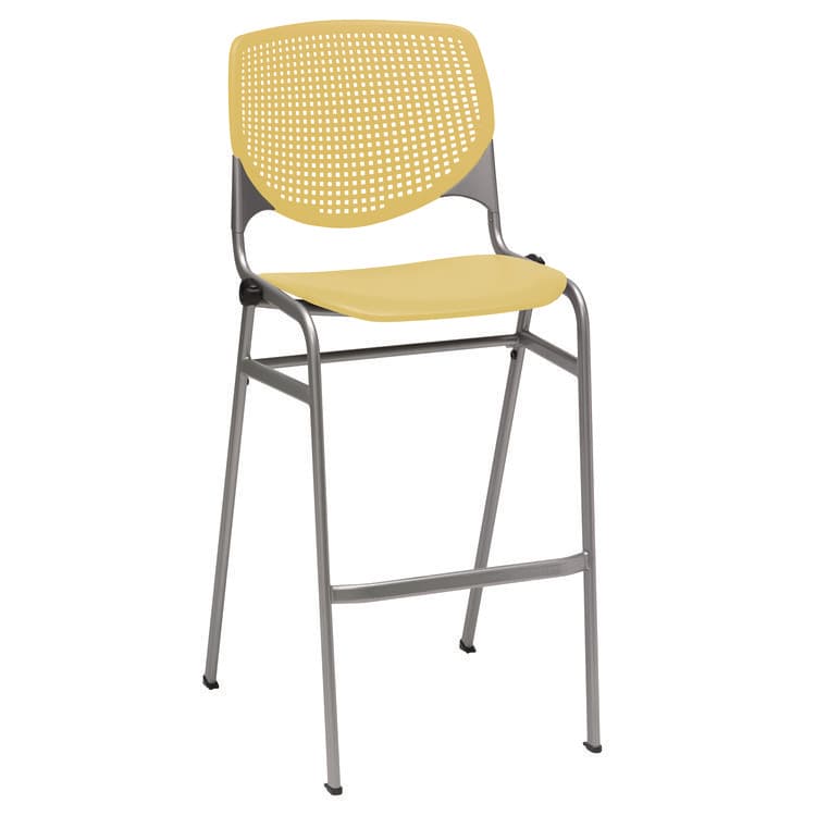 KFI STUDIOS Pedestal Bistro Table with Four Yellow Kool Series Barstools, Round, 36"Dia x 41h, Designer White (KFI811774037099) thumbnail 4