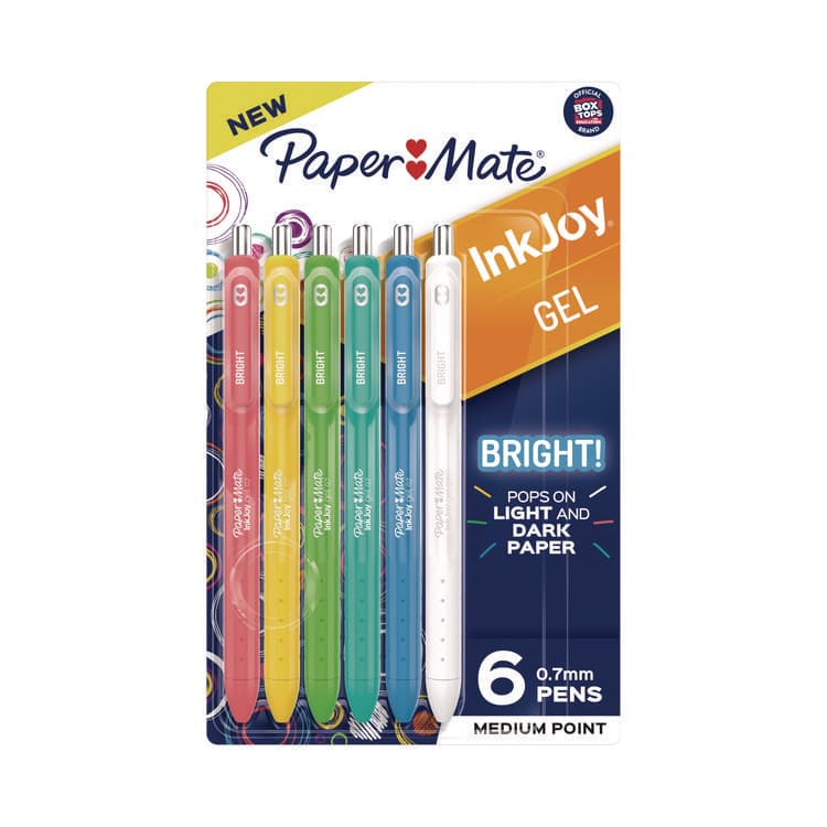 SANFORD InkJoy Gel Bright Gel Pen, Retractable, Medium 0.7 mm, Assorted Ink and Barrel Colors, 6/Pack (PAP2173765)