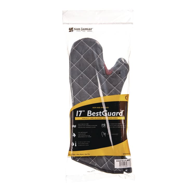 CFS BRANDS Bestguard Oven Mitt, 17", WebGuard Plus Fabric, Black, Pair (SJM800FG17BK) thumbnail 2