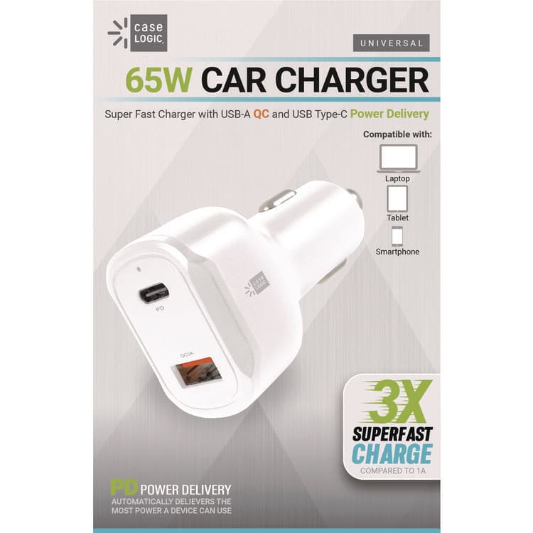 BYTECH PD Car Charger, 60 W, Two 2 A Ports, White (BTHCLPDV6105WT)