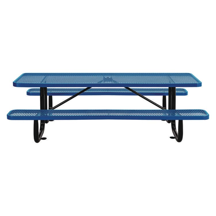 GLOBAL INDUSTRIAL Expanded Steel Picnic Table, Rectangular, 96 x 62 x 29.5, Blue Top, Blue Base/Legs (GBE277153BL) thumbnail 2