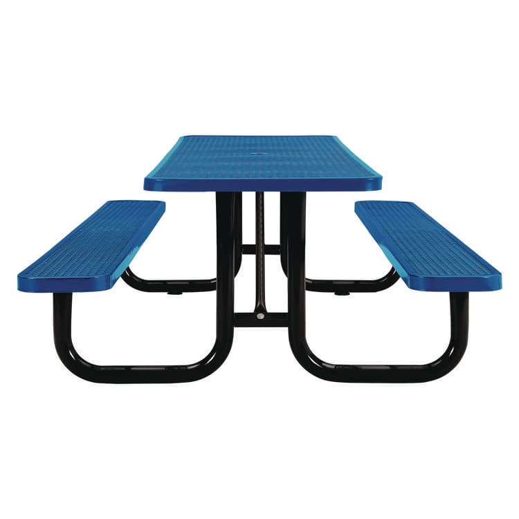 GLOBAL INDUSTRIAL Expanded Steel Picnic Table, Rectangular, 96 x 62 x 29.5, Blue Top, Blue Base/Legs (GBE277153BL) thumbnail 3