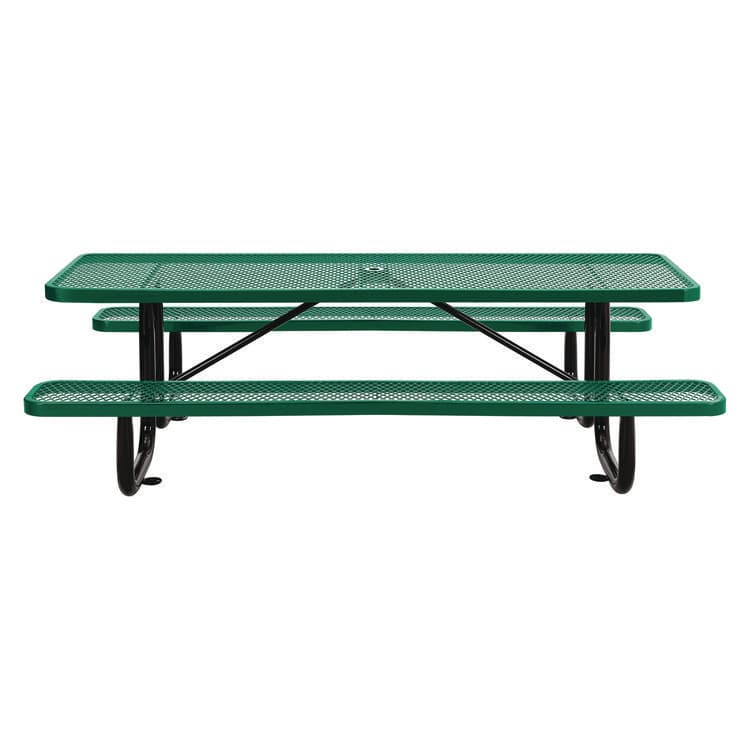 GLOBAL INDUSTRIAL Expanded Steel Picnic Table, Rectangular, 96 x 62 x 29.5, Green Top, Green Base/Legs (GBE277153GN) thumbnail 2
