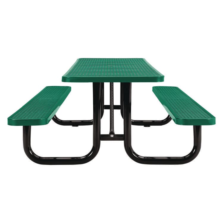 GLOBAL INDUSTRIAL Expanded Steel Picnic Table, Rectangular, 96 x 62 x 29.5, Green Top, Green Base/Legs (GBE277153GN) thumbnail 3