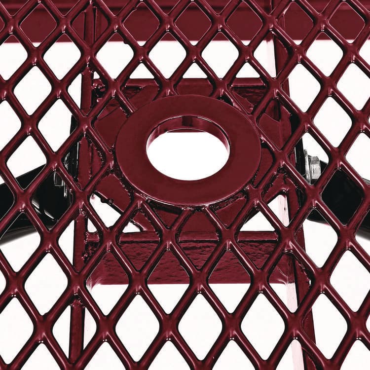 GLOBAL INDUSTRIAL Expanded Steel Picnic Table, Rectangular, 96 x 62 x 29.5, Red Top, Red Base/Legs (GBE277153RD) thumbnail 4