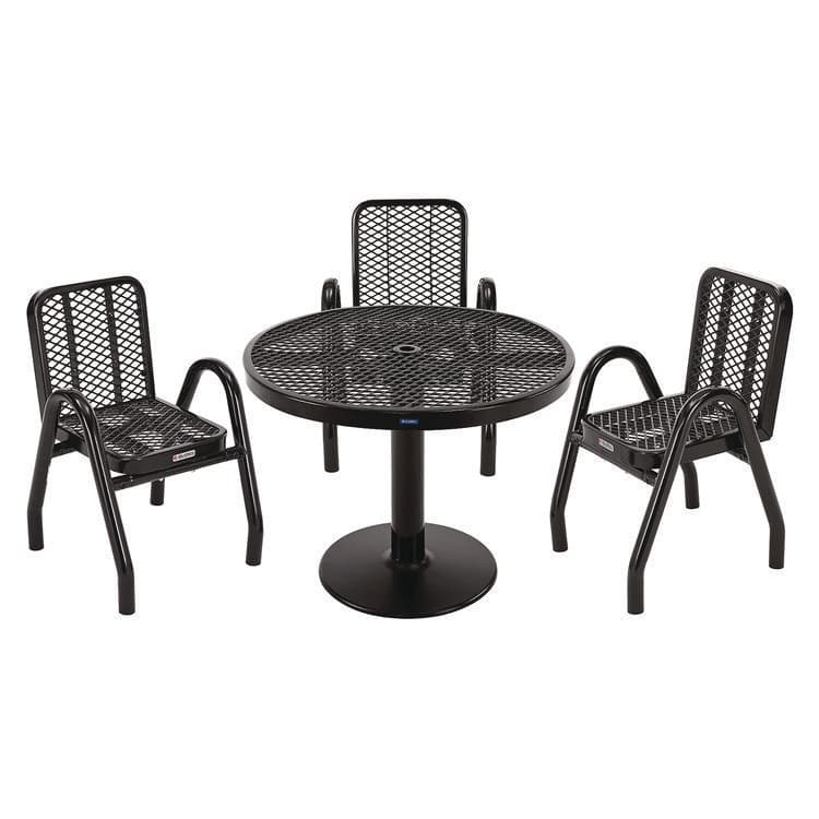 GLOBAL INDUSTRIAL Outdoor Dining Set, Round, 36" dia x 29"h, Black Top, Black Base/Legs (GBE348122BK)