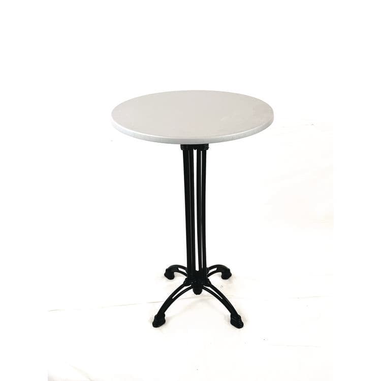 JMC FURNITURE Topalit Tables, Round, 24" dia x 44"h, Brushed Silver Top, Black Iron Base/Legs (JMC106P24R2)