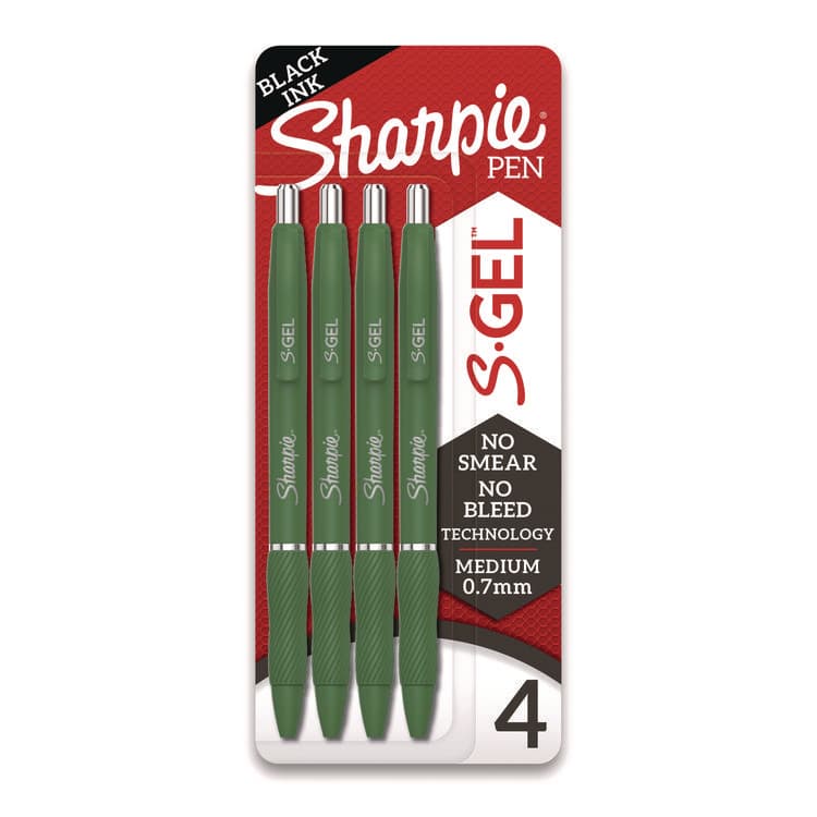 SANFORD S-Gel Fashion Barrel Gel Pen, Retractable, Medium 0.7 mm, Black Ink, Green Barrel, 4/Pack (SAN2195731) thumbnail 2