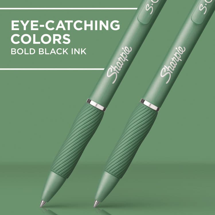 SANFORD S-Gel Fashion Barrel Gel Pen, Retractable, Medium 0.7 mm, Black Ink, Green Barrel, 4/Pack (SAN2195731) thumbnail 3