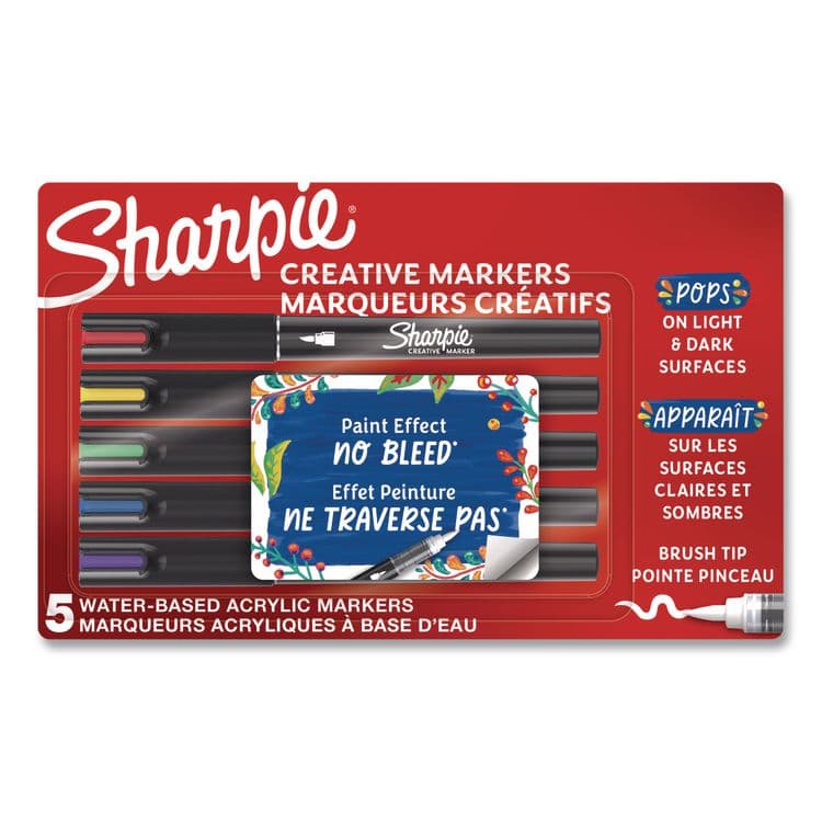 SANFORD Creative Markers, Fine Brush Tip, Assorted Colors, 5/Pack (SAN2196904)