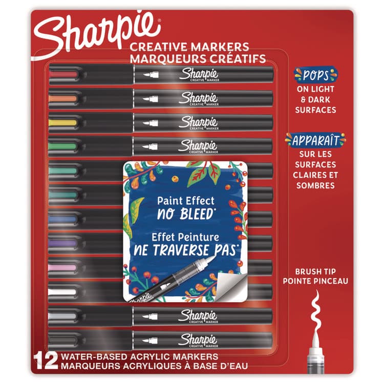 SANFORD Creative Markers, Fine Brush Tip, Assorted Colors, 12/Pack (SAN2196907)