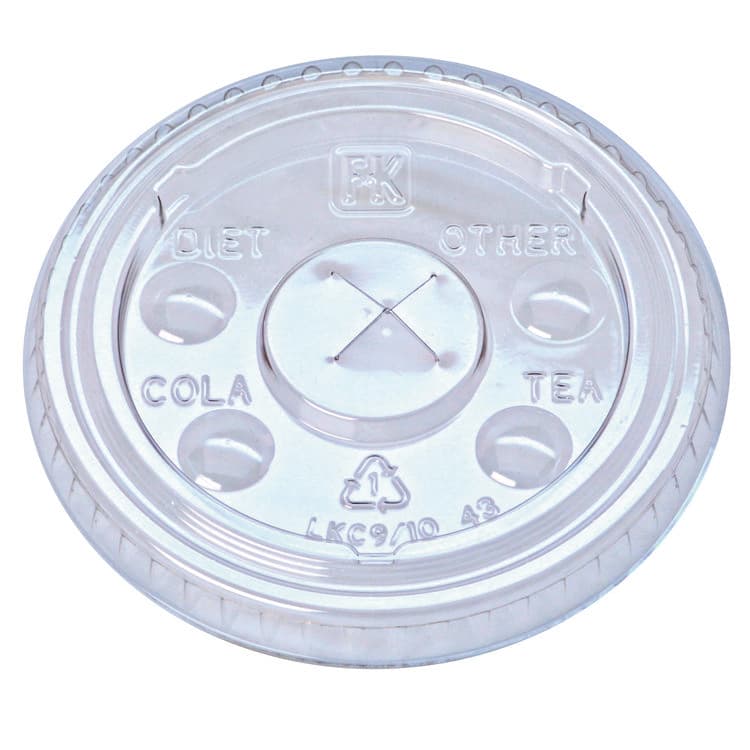 FABRI-KAL Kal-Clear/Nexclear Drink Cup Lids, X-Style Straw Slot/Flavor Buttons, Fits 9 oz to 10 oz Cold Cups, Plastic, Clear, 2,500/CT (FABLKC910)