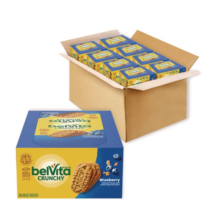 NABISCO FOOD GROUP belVita Breakfast Biscuits, 1.76 oz Pack, Blueberry, 8 Packs/Box, 8 Boxes/Carton (CDB02908)