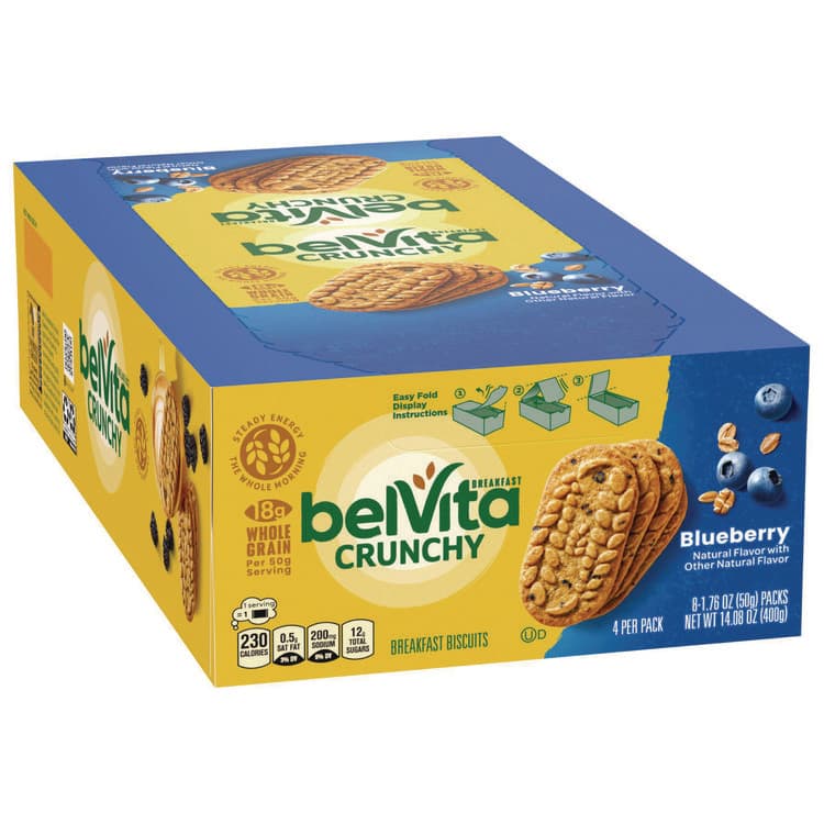 NABISCO FOOD GROUP belVita Breakfast Biscuits, Blueberry, 1.76 oz Pack, 8/Box (CDB02908BX)