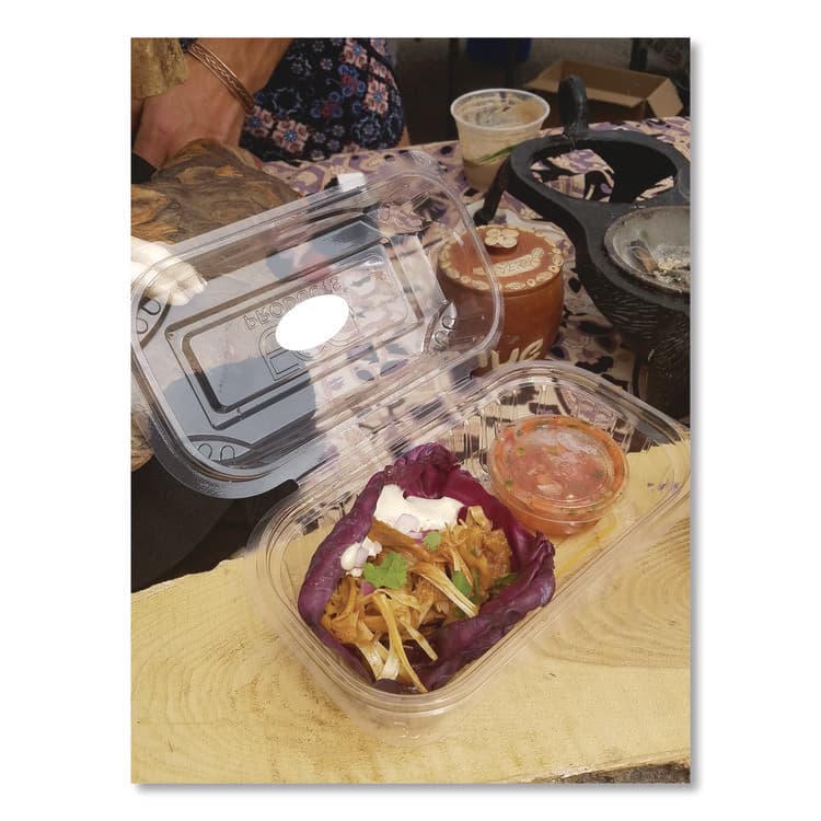 ECO-PRODUCTS,INC. Renewable and Compostable Clear Clamshell Hinged Food Containers, 9 x 6 x 3, Plastic, 80/Pack, 3 Packs/Carton (ECOEPLC96) thumbnail 3