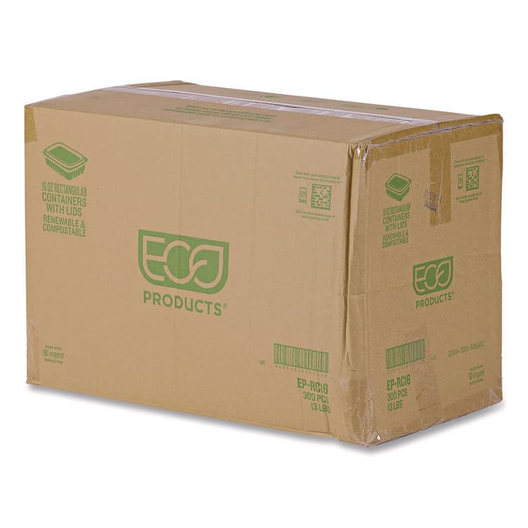 ECO-PRODUCTS,INC. Renewable and Compostable Rectangular Deli Containers with Lid, 16 oz, 3 x 4 x 3, Clear, Plastic, 100/Pack, 3 Packs/Carton (ECOEPRC16) thumbnail 4