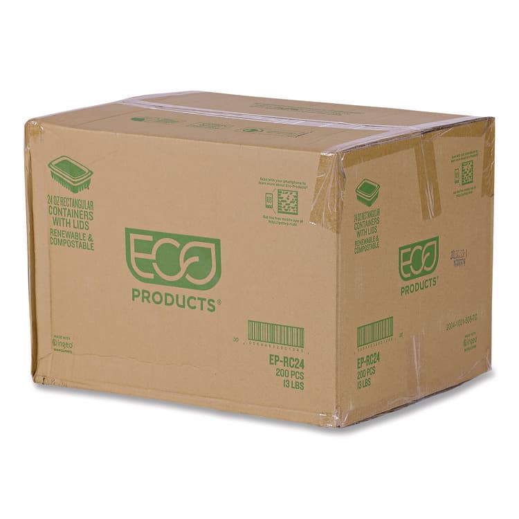 ECO-PRODUCTS,INC. Renewable and Compostable Rectangular Deli Containers with Lid, 24 oz, 4 x 5.5 x 2, Clear, Plastic, 50/Pack, 4 Packs/Carton (ECOEPRC24) thumbnail 4