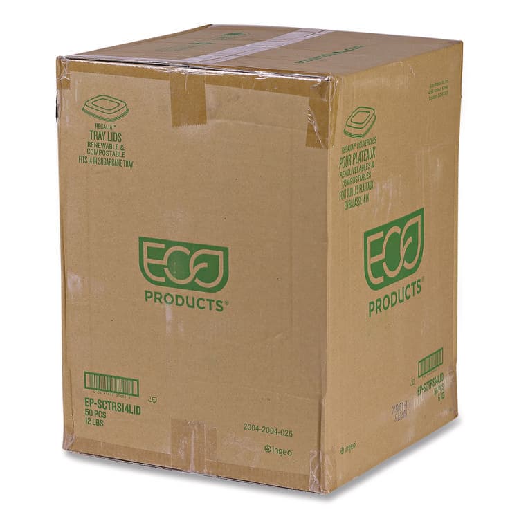 ECO-PRODUCTS,INC. Vanguard Regalia Serving Tray Lids, 14.5 x 14.5 x 3.94, Clear, Plastic, 50/Carton (ECOEPSCTRS14LID) thumbnail 2