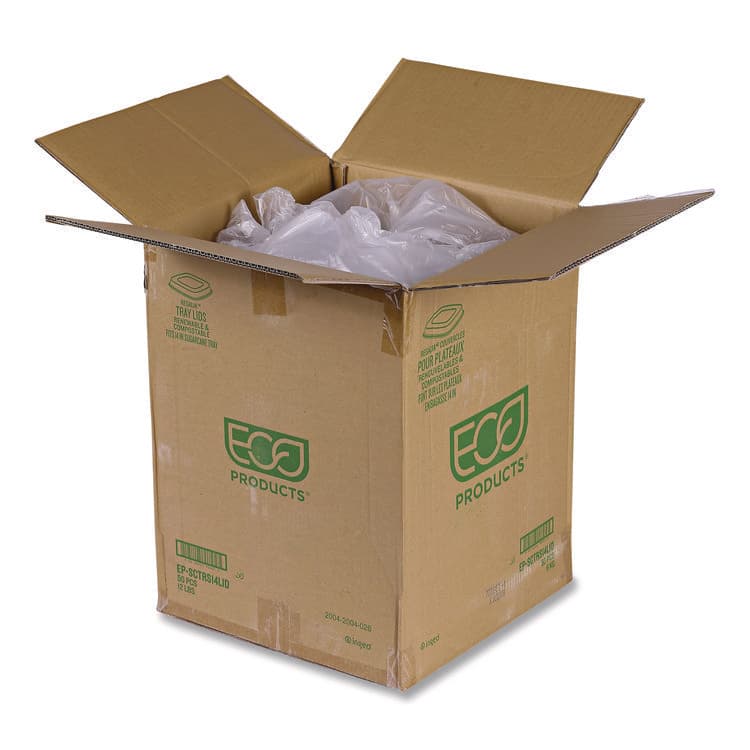 ECO-PRODUCTS,INC. Vanguard Regalia Serving Tray Lids, 14.5 x 14.5 x 3.94, Clear, Plastic, 50/Carton (ECOEPSCTRS14LID) thumbnail 3