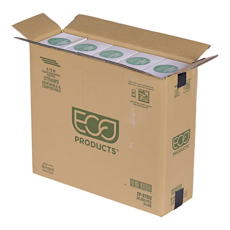 ECO-PRODUCTS,INC. Unwrapped Straw, 5.75", Plastic, Black, 20,000/Carton (ECOEPST513) thumbnail 3