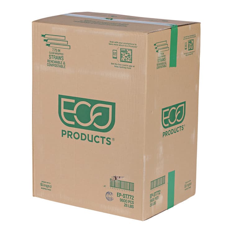 ECO-PRODUCTS,INC. Wrapped Straw, 7.75", Plastic, Green, 9,600/Carton (ECOEPST772) thumbnail 2