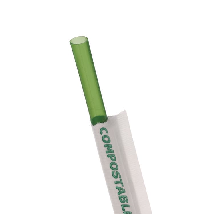 ECO-PRODUCTS,INC. Wrapped Straw, 7.75", Plastic, Green, 9,600/Carton (ECOEPST772)