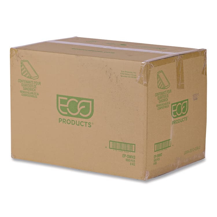 ECO-PRODUCTS,INC. Compostable Takeout Wedge Sandwich Containers, 4.25 x 4.25 x 6.5 x 3, Clear, Plastic, 500/Carton (ECOEPSWH3) thumbnail 2